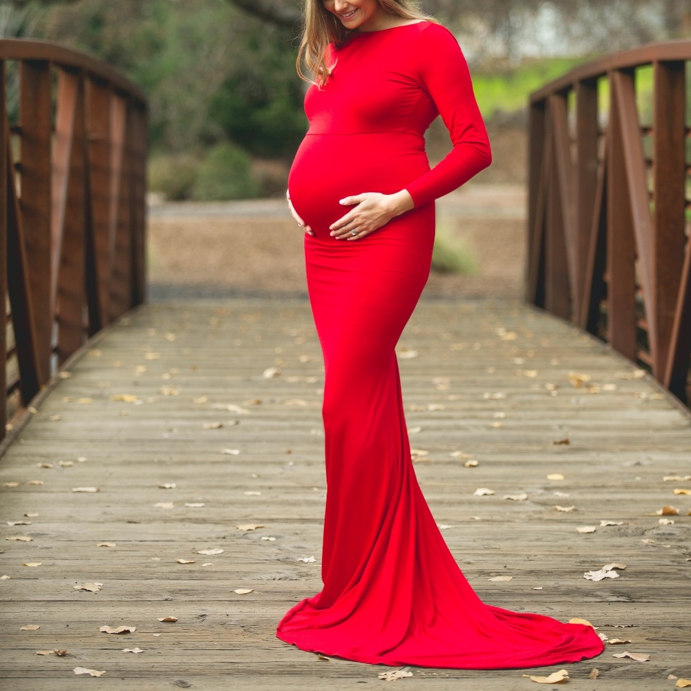 Sew Trendy Red Maternity Gown